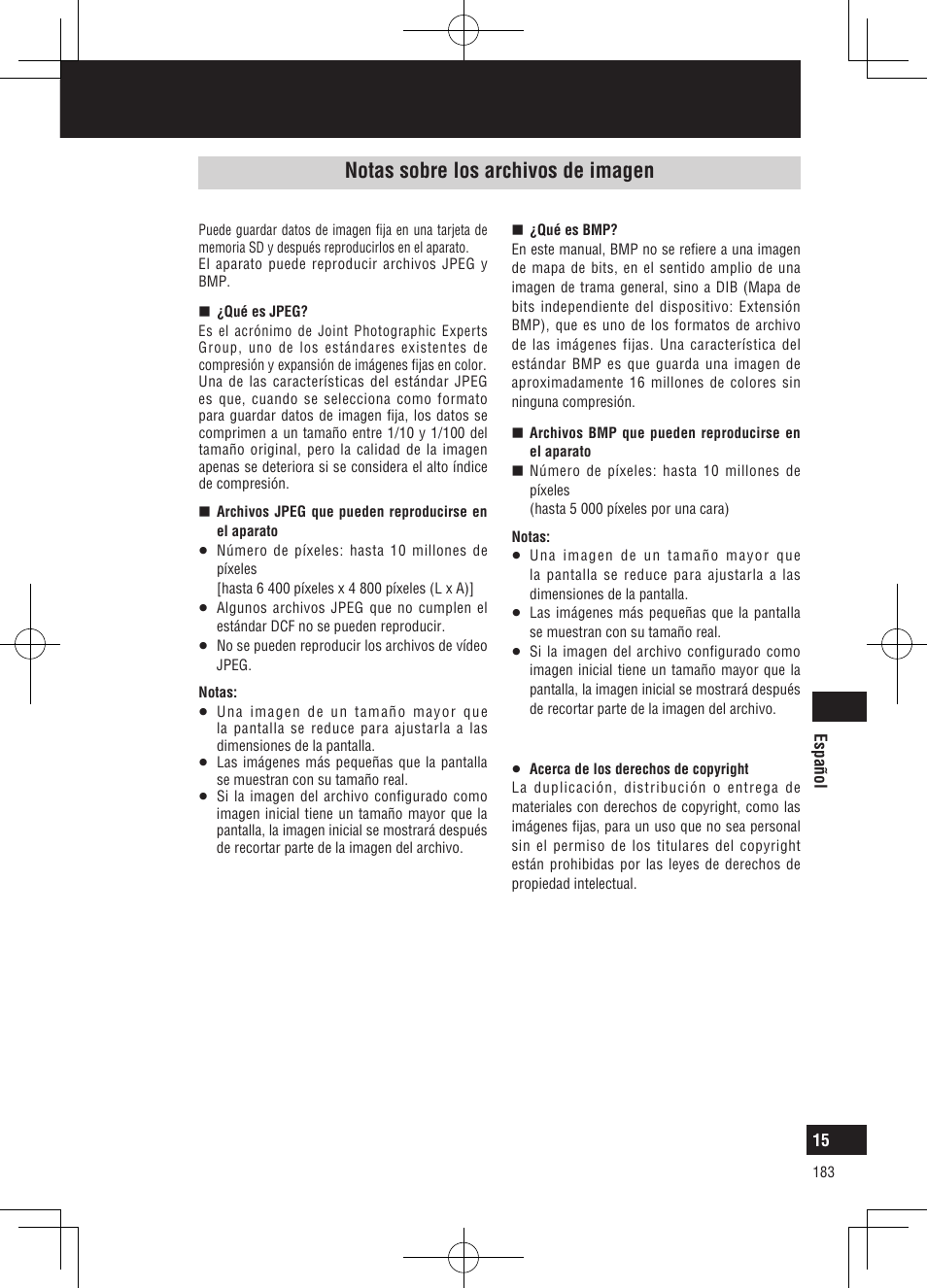 Notas sobre la utilización, Notas sobre los archivos de imagen | Panasonic CNGP50N User Manual | Page 183 / 336