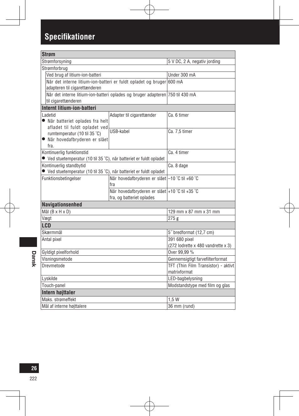 Specifikationer | Panasonic CNGP50N User Manual | Page 222 / 336