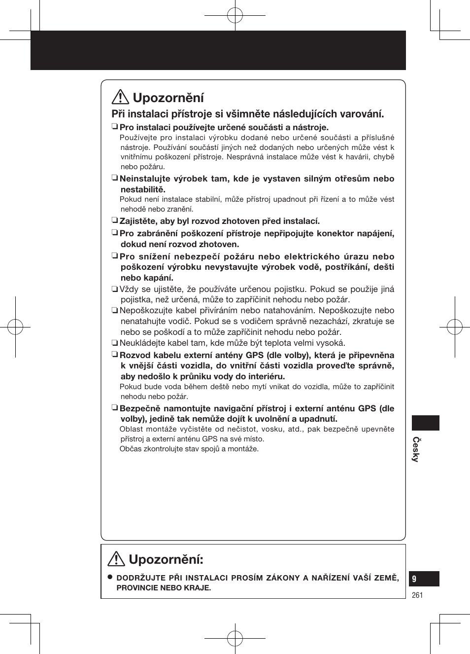 Upozornění, Bezpečnostní informace | Panasonic CNGP50N User Manual | Page 261 / 336