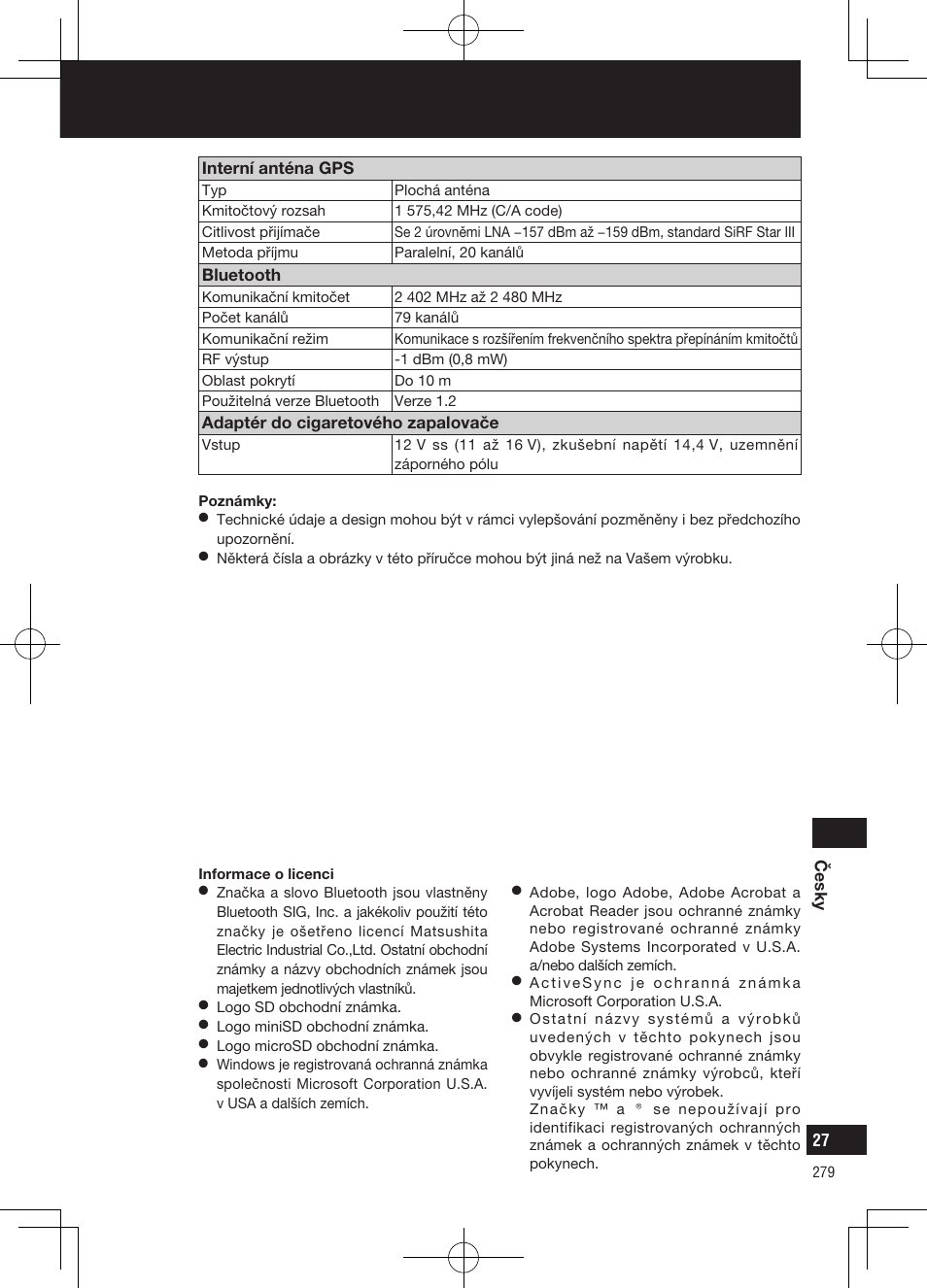 Technické údaje | Panasonic CNGP50N User Manual | Page 279 / 336