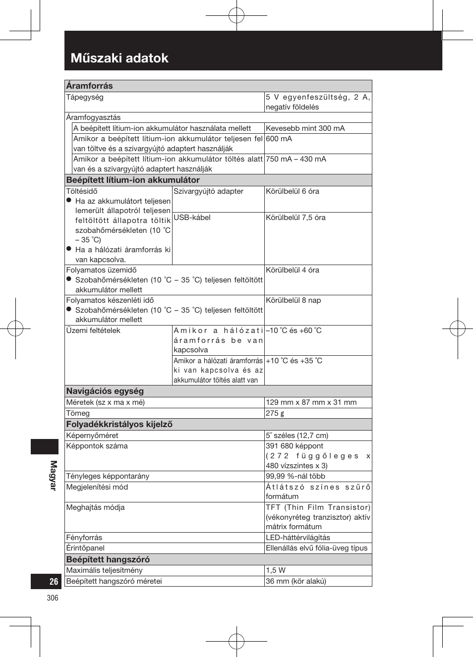 Műszaki adatok | Panasonic CNGP50N User Manual | Page 306 / 336