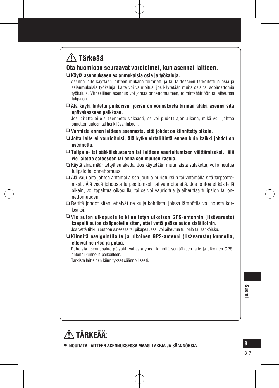 Tärkeää, Turvallisuustiedot | Panasonic CNGP50N User Manual | Page 317 / 336