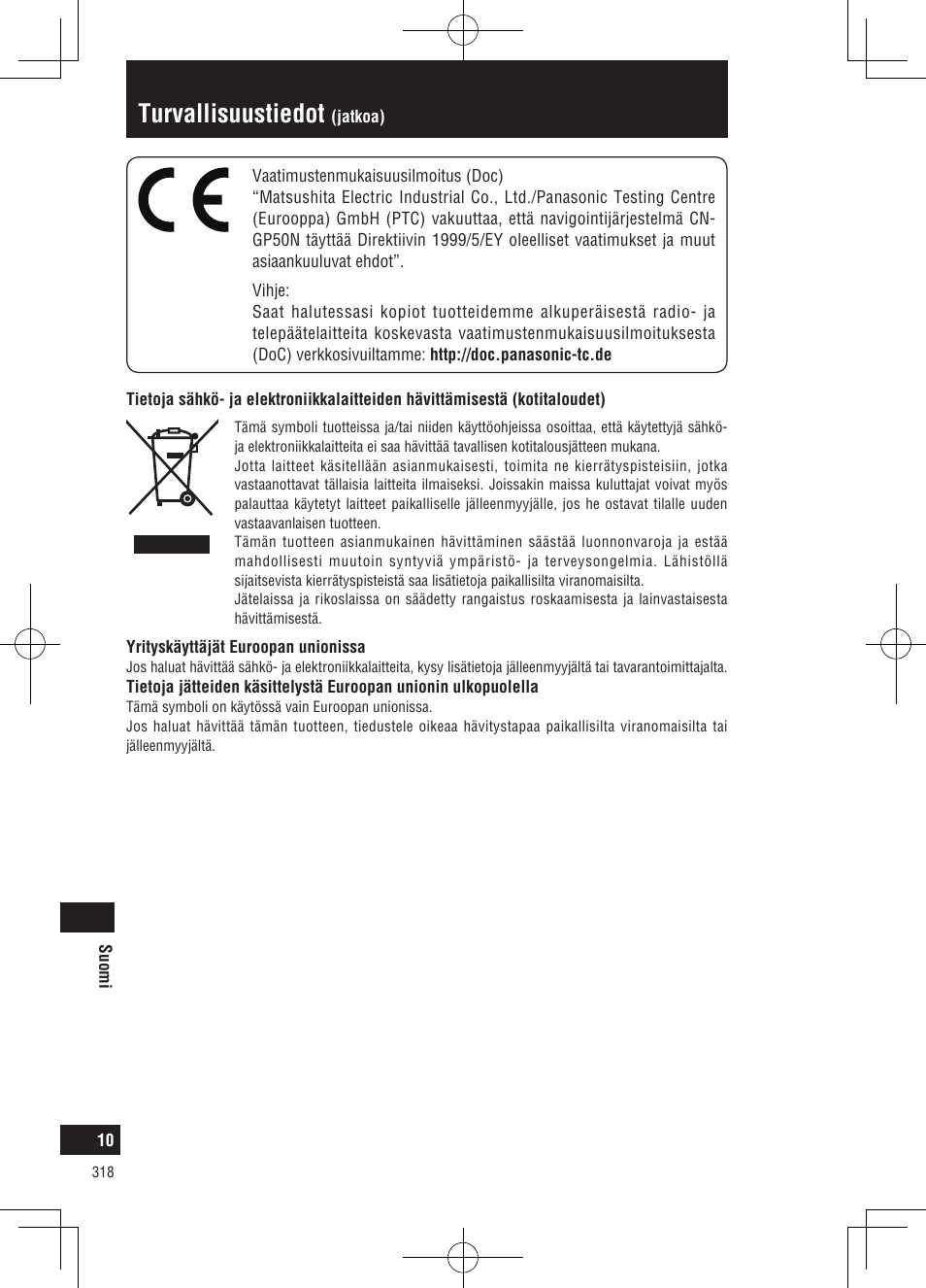 Turvallisuustiedot | Panasonic CNGP50N User Manual | Page 318 / 336