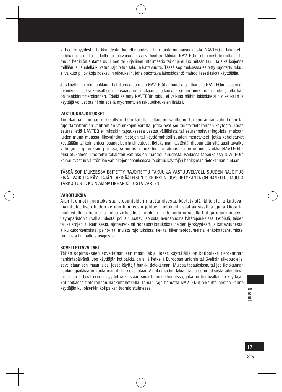 Loppukäyttäjän käyttöoikeussopimus | Panasonic CNGP50N User Manual | Page 325 / 336