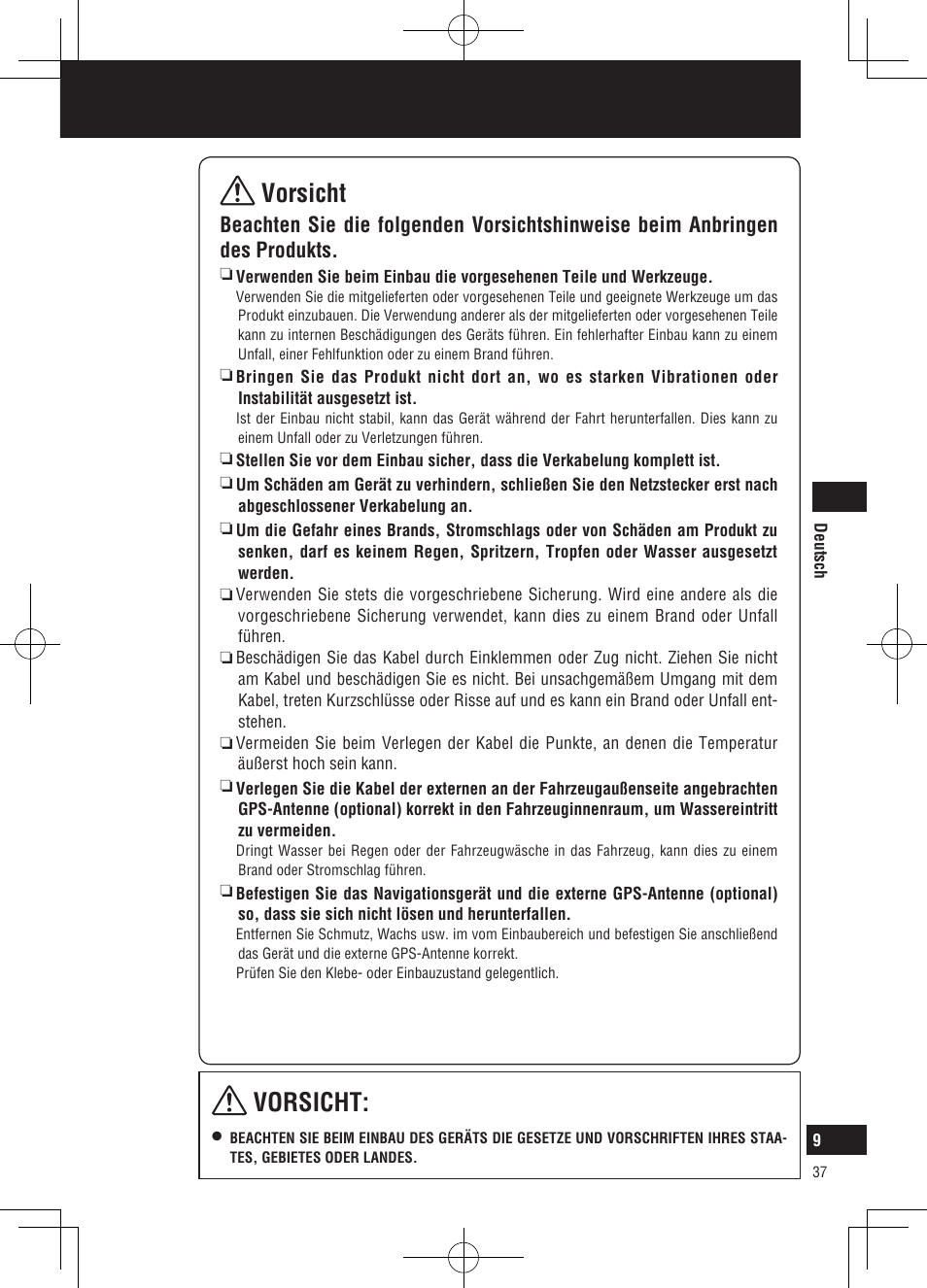 Vorsicht, Sicherheitshinweise | Panasonic CNGP50N User Manual | Page 37 / 336