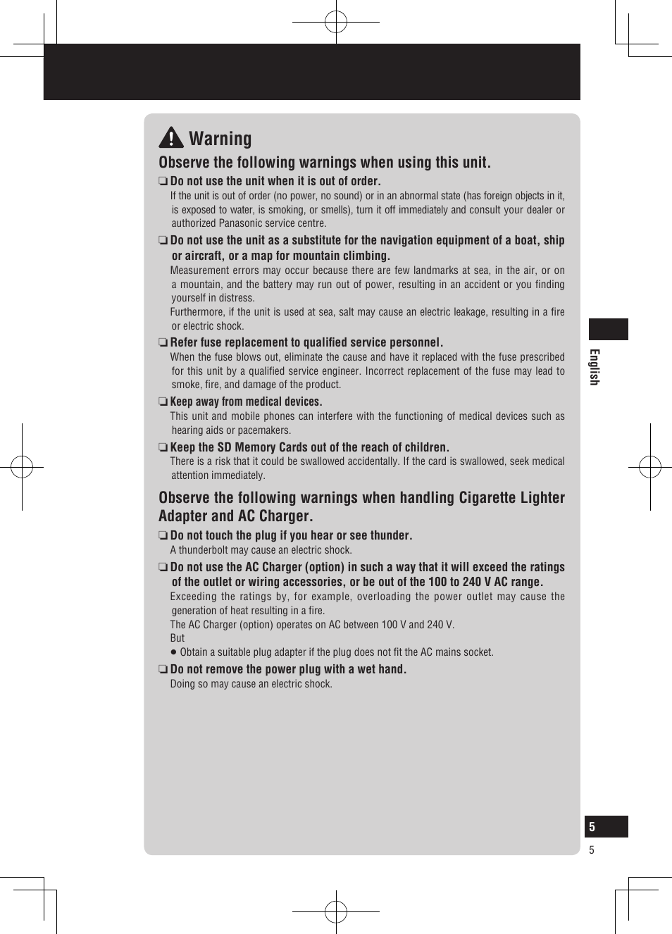 Warning, Safety information | Panasonic CNGP50N User Manual | Page 5 / 336