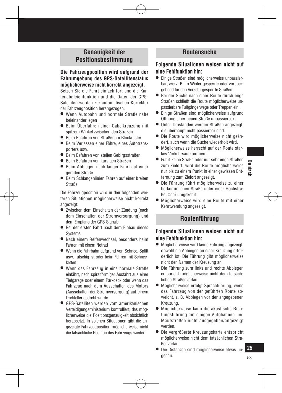 Was ist ein navigationssystem, Genauigkeit der positionsbestimmung, Routensuche | Routenführung | Panasonic CNGP50N User Manual | Page 53 / 336