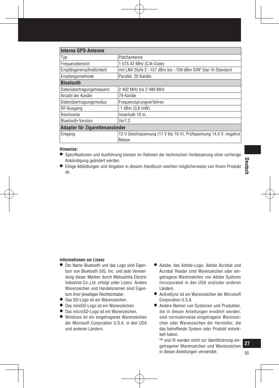 Spezifikation | Panasonic CNGP50N User Manual | Page 55 / 336