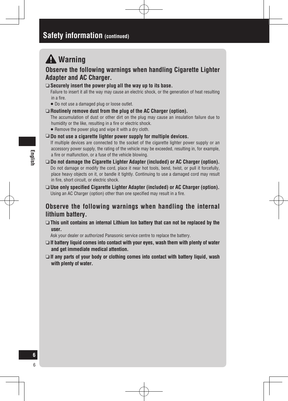 Warning, Safety information | Panasonic CNGP50N User Manual | Page 6 / 336