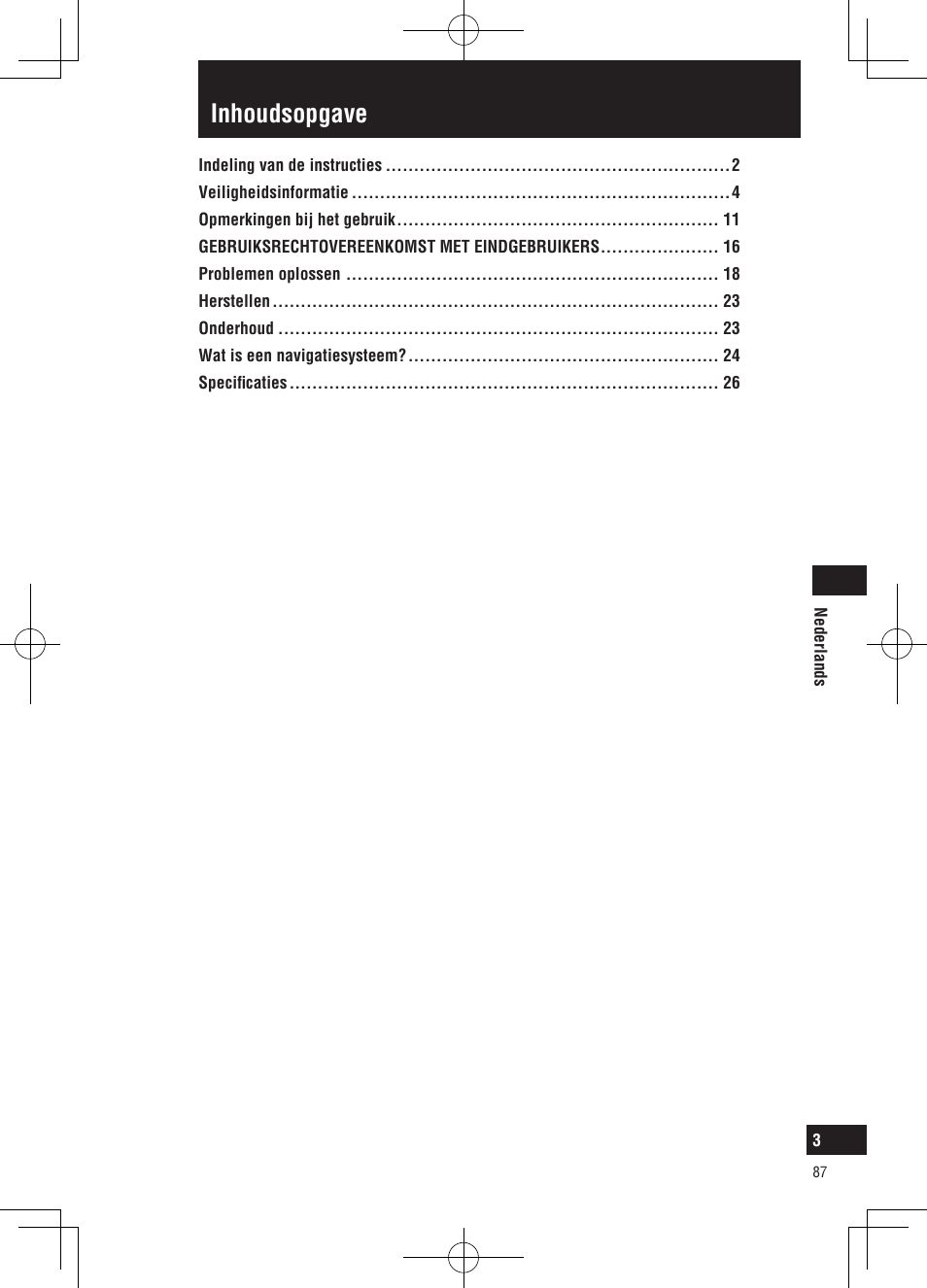 Inhoudsopgave | Panasonic CNGP50N User Manual | Page 87 / 336