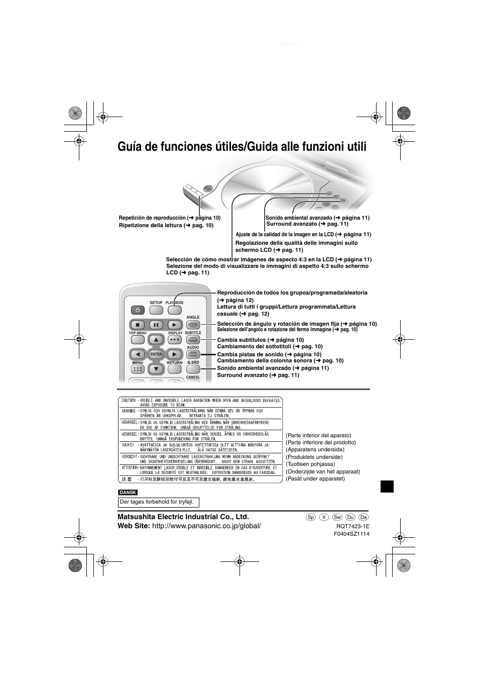 Guía de funciones útiles/guida alle funzioni utili | Panasonic DVDLS50 User Manual | Page 80 / 80