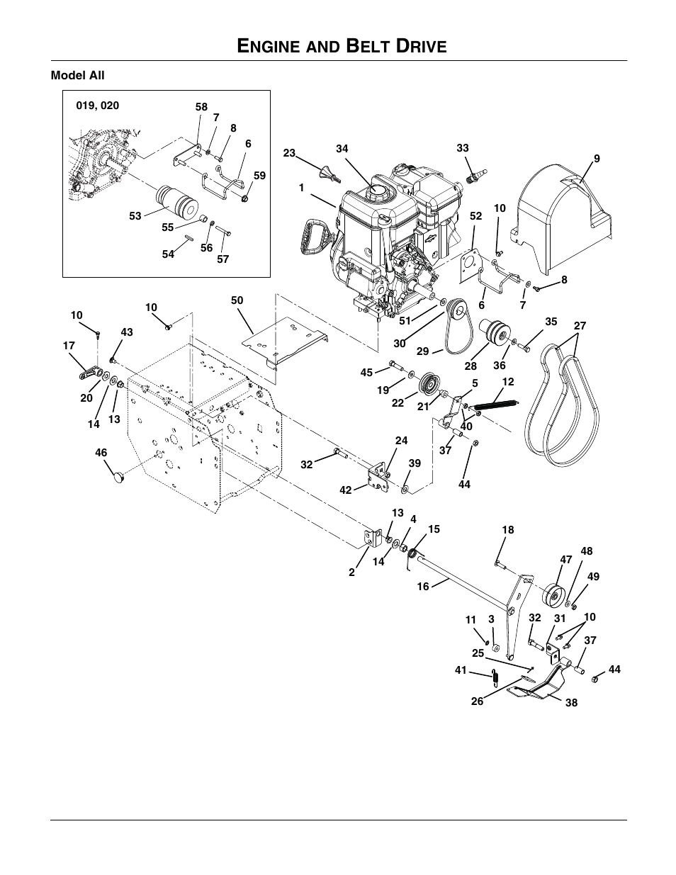 Engine and belt drive, Ngine, Rive | Ariens 921012 - DELUXE 27 User Manual | Page 7 / 33