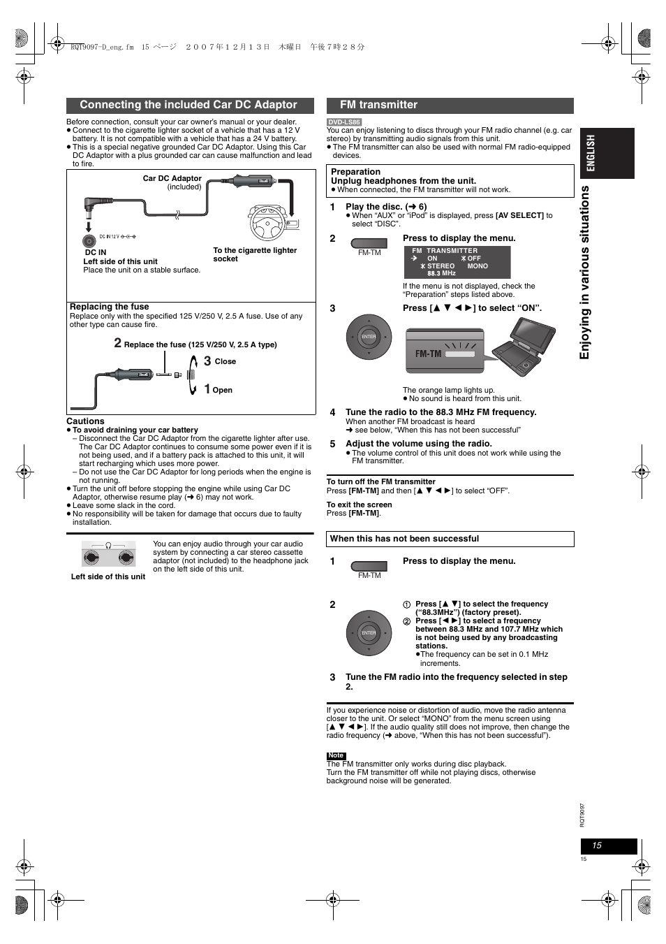 Enjo yi ng in v a ri ous s it uati ons | Panasonic DVDLS83 User Manual | Page 15 / 108