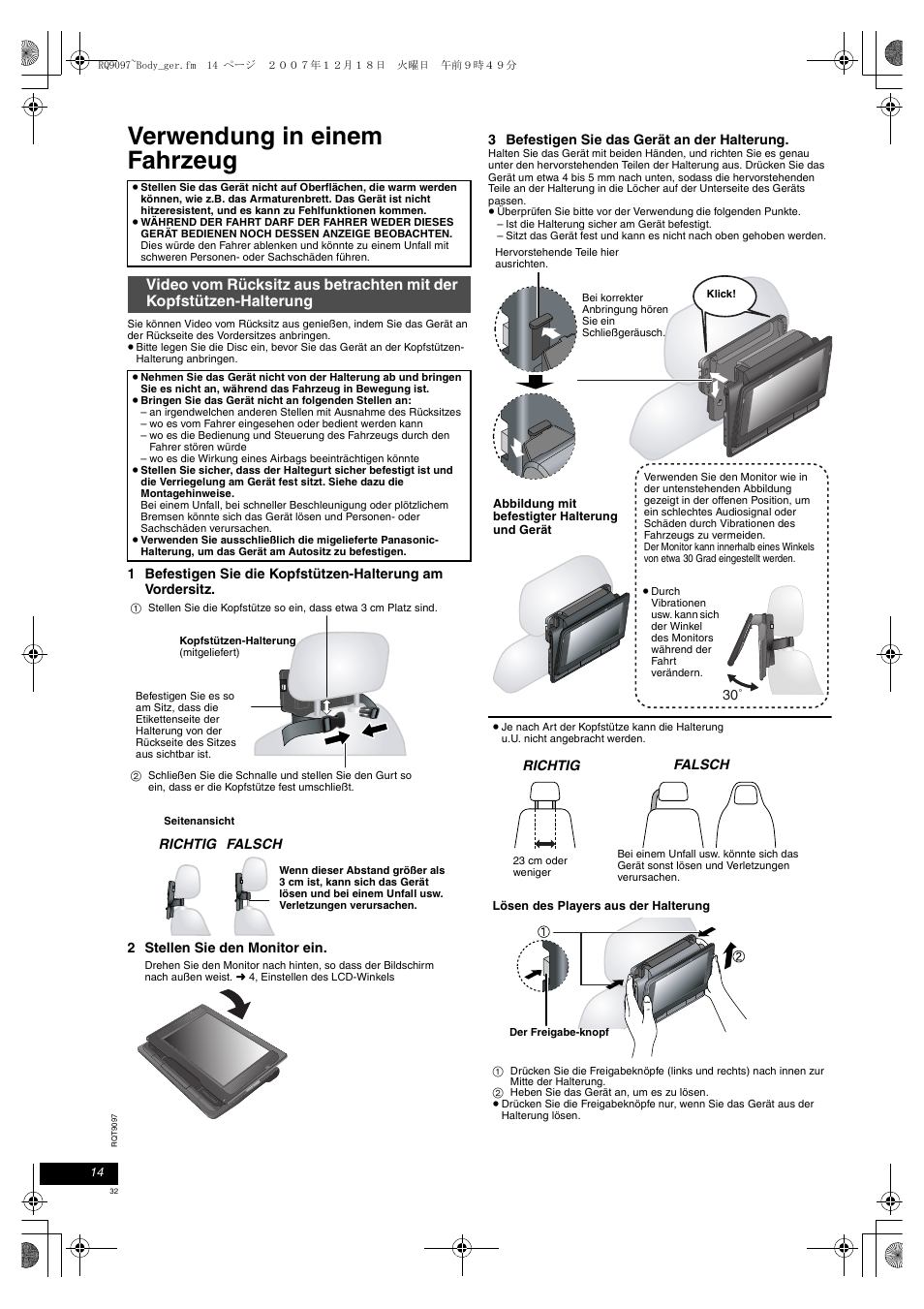 Verwendung in einem fahrzeug | Panasonic DVDLS83 User Manual | Page 32 / 108