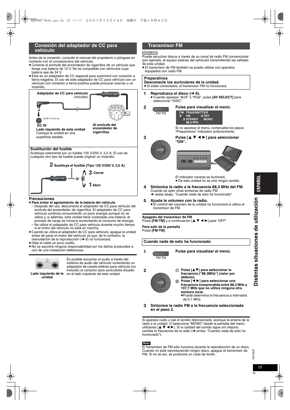 Dist int as sit uacio nes de ut il iza c ión | Panasonic DVDLS83 User Manual | Page 69 / 108