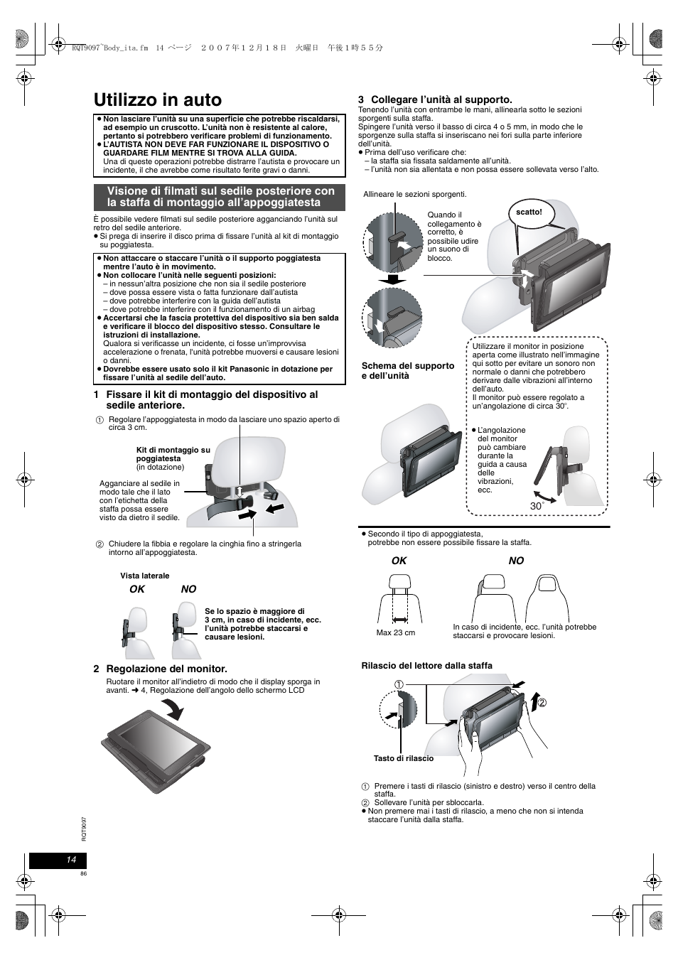 Utilizzo in auto | Panasonic DVDLS83 User Manual | Page 86 / 108