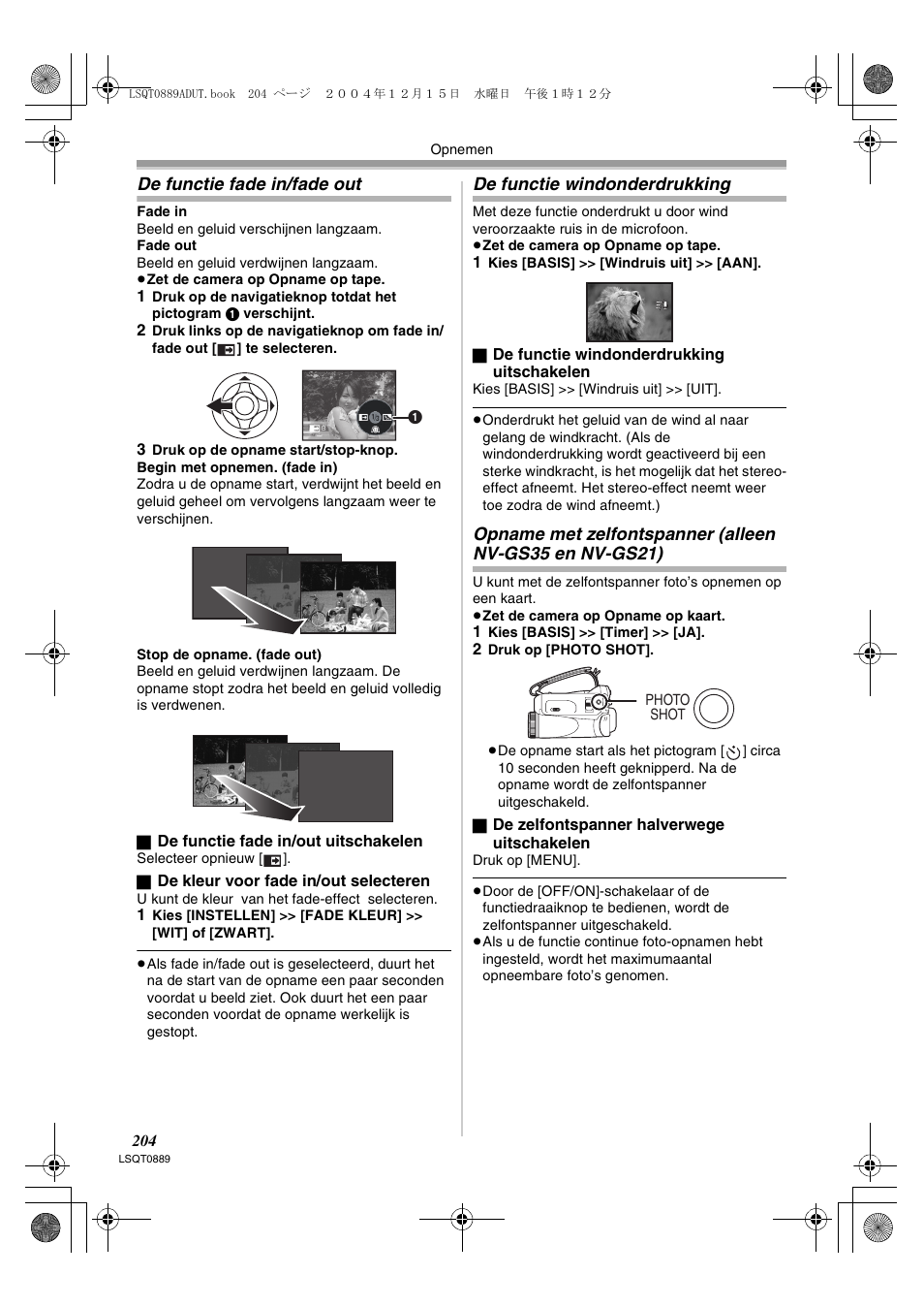 Alleen nv-gs35 en nv-gs21), De functie fade in/fade out, De functie windonderdrukking | Panasonic NVGS21EG User Manual | Page 204 / 236