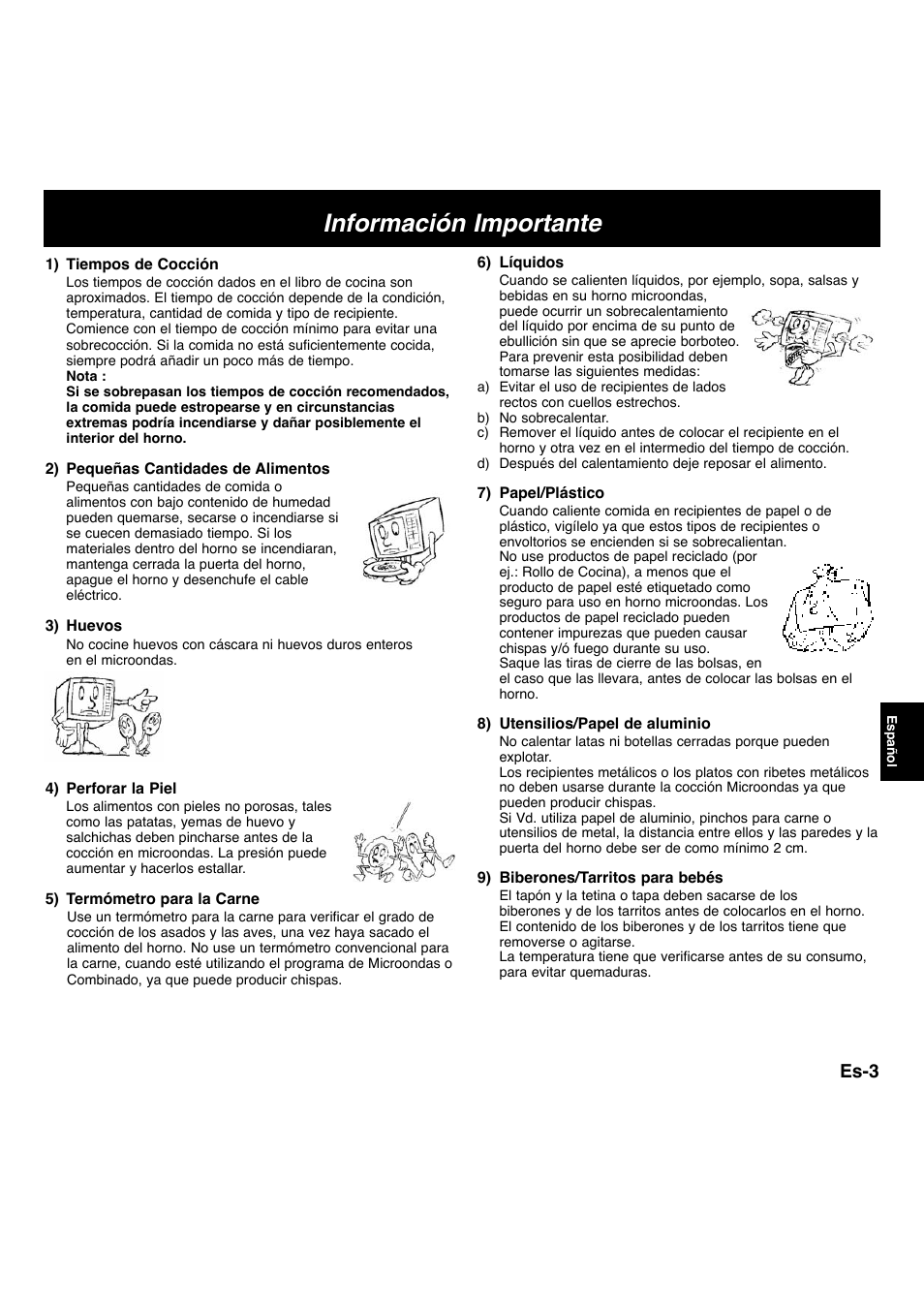 Información importante, Es-3 | Panasonic NNF663 User Manual | Page 101 / 175