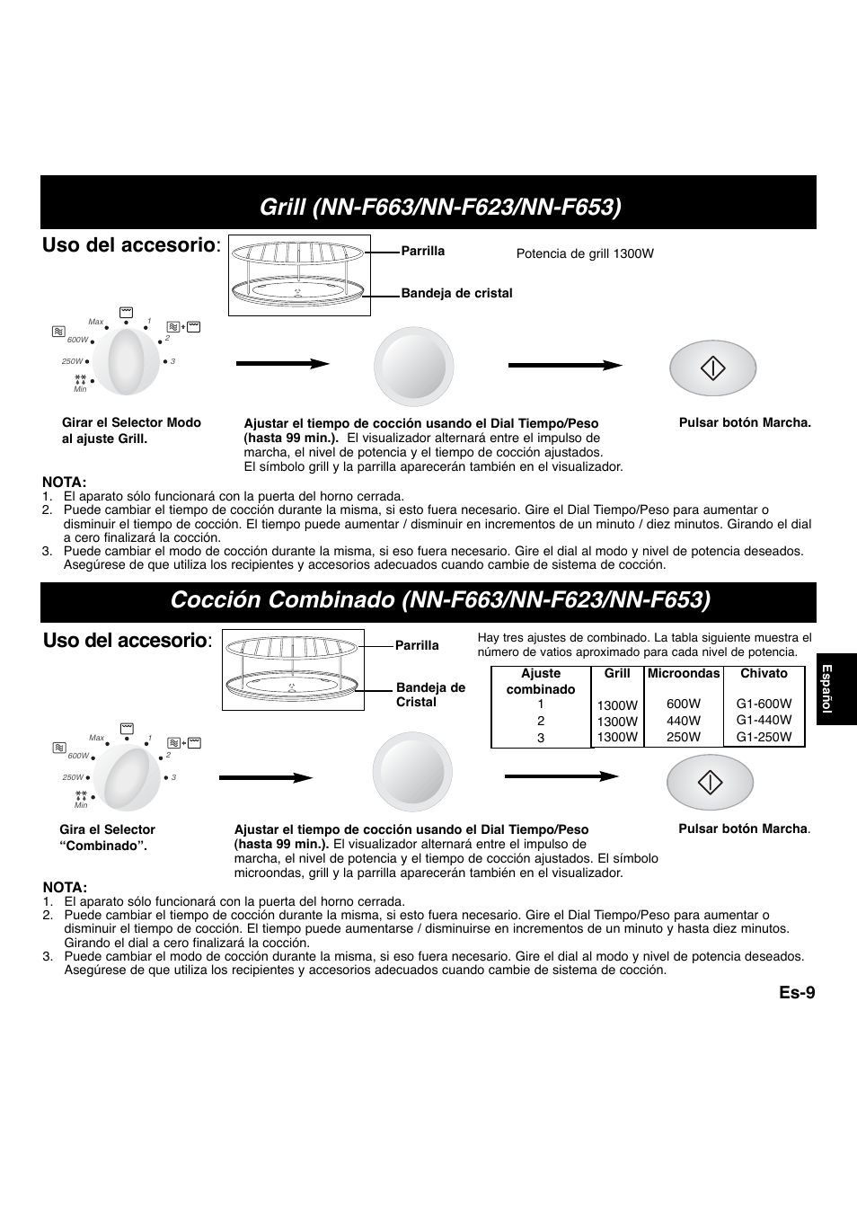 Uso del accesorio, Es-9 | Panasonic NNF663 User Manual | Page 107 / 175