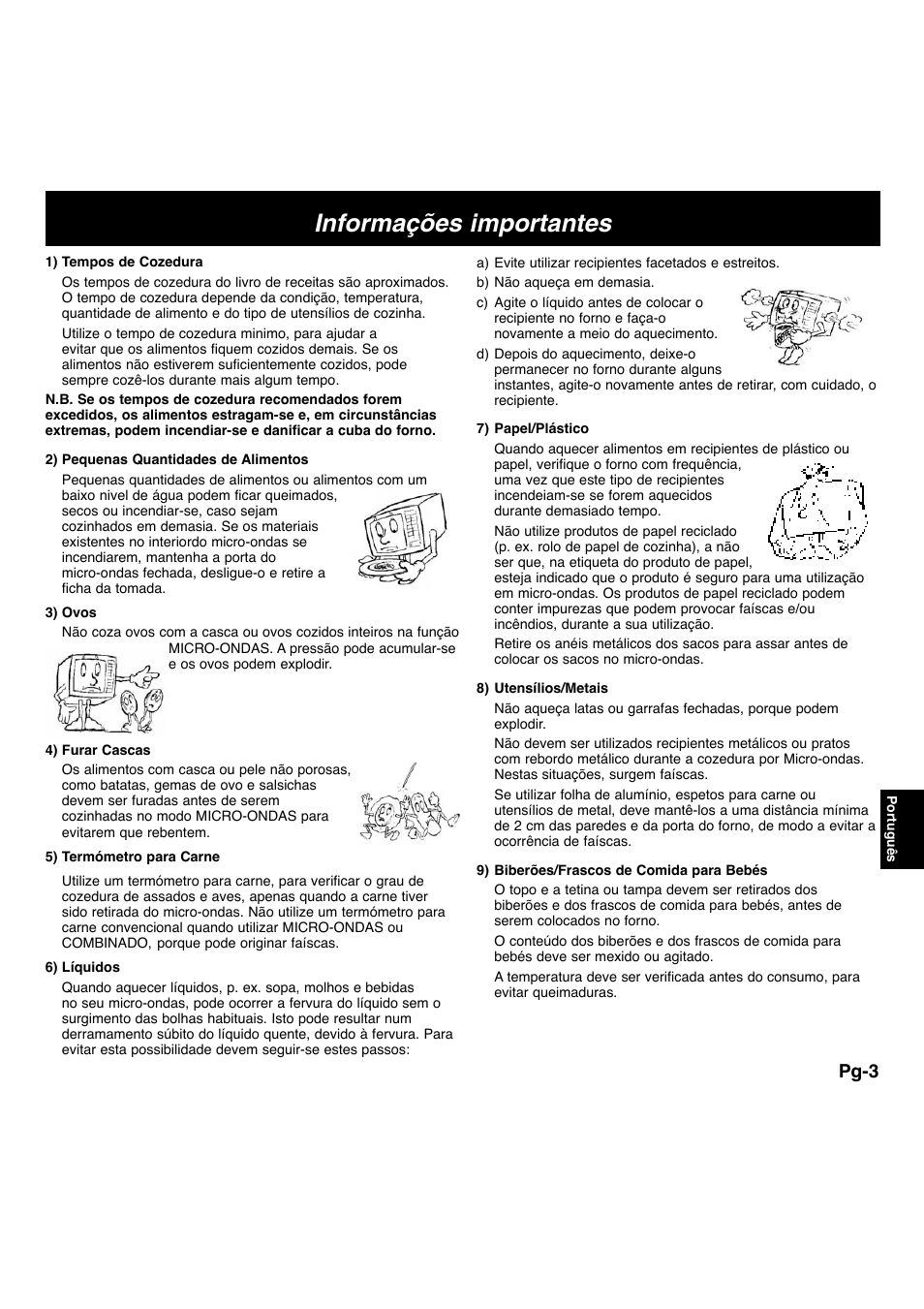 Informações importantes, Pg-3 | Panasonic NNF663 User Manual | Page 120 / 175