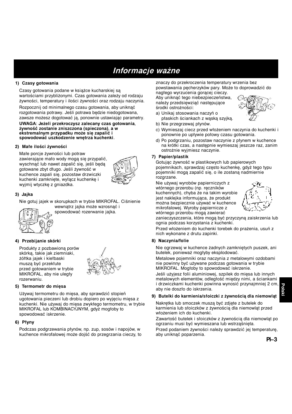 Informacje ważne, Pl-3 | Panasonic NNF663 User Manual | Page 139 / 175
