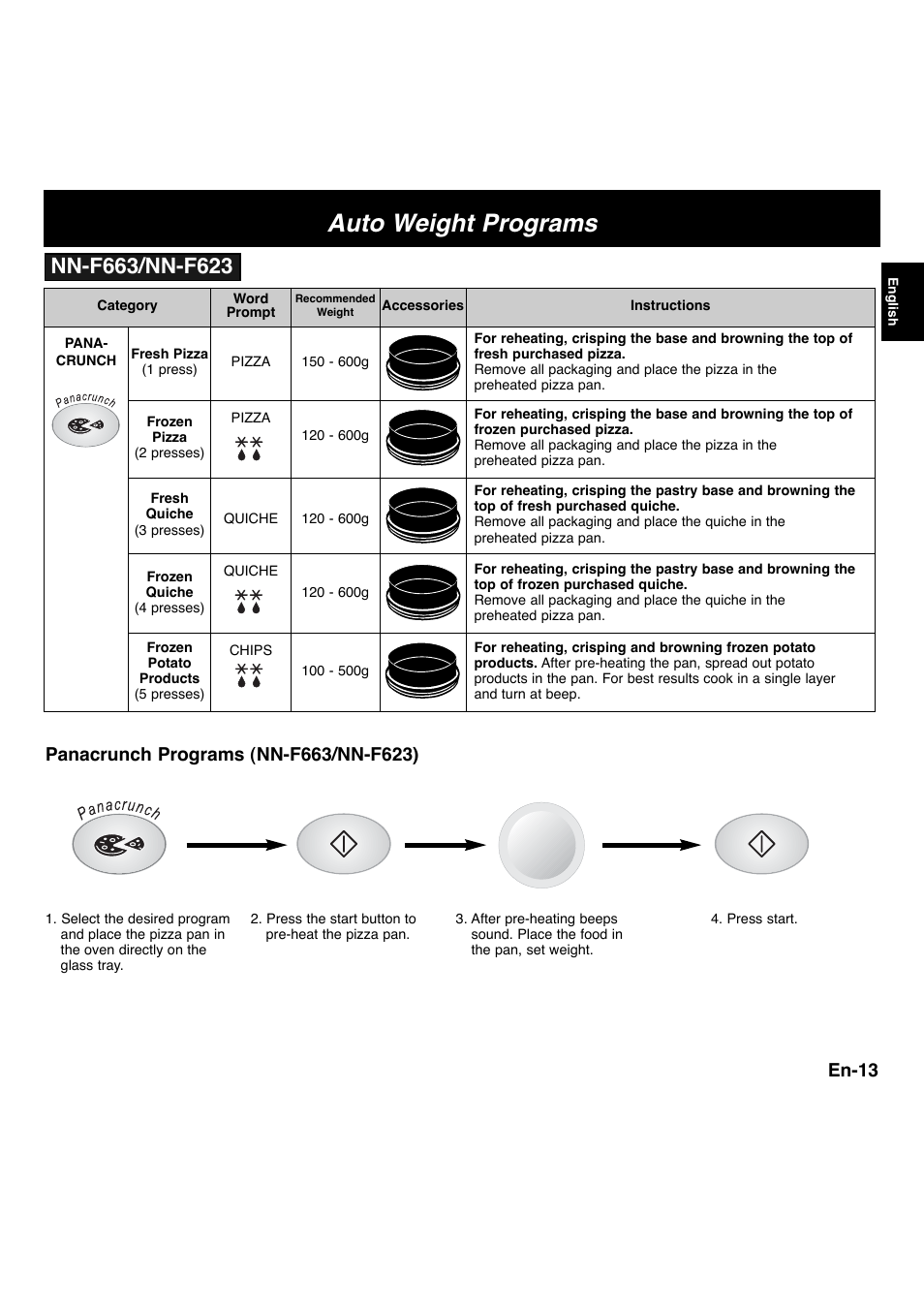 Auto weight programs, En-13 | Panasonic NNF663 User Manual | Page 15 / 175