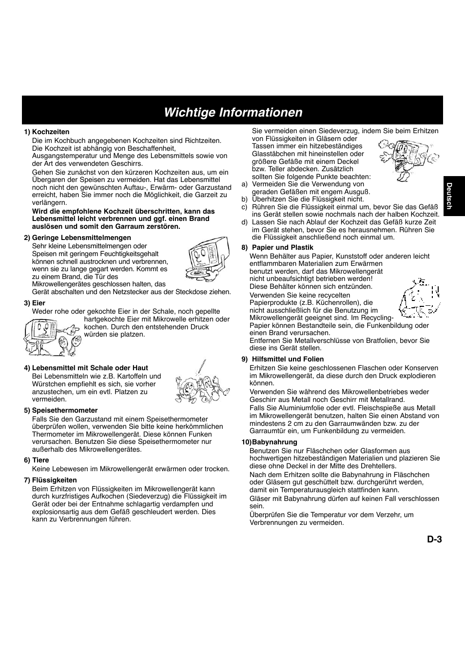 Wichtige informationen | Panasonic NNF663 User Manual | Page 24 / 175