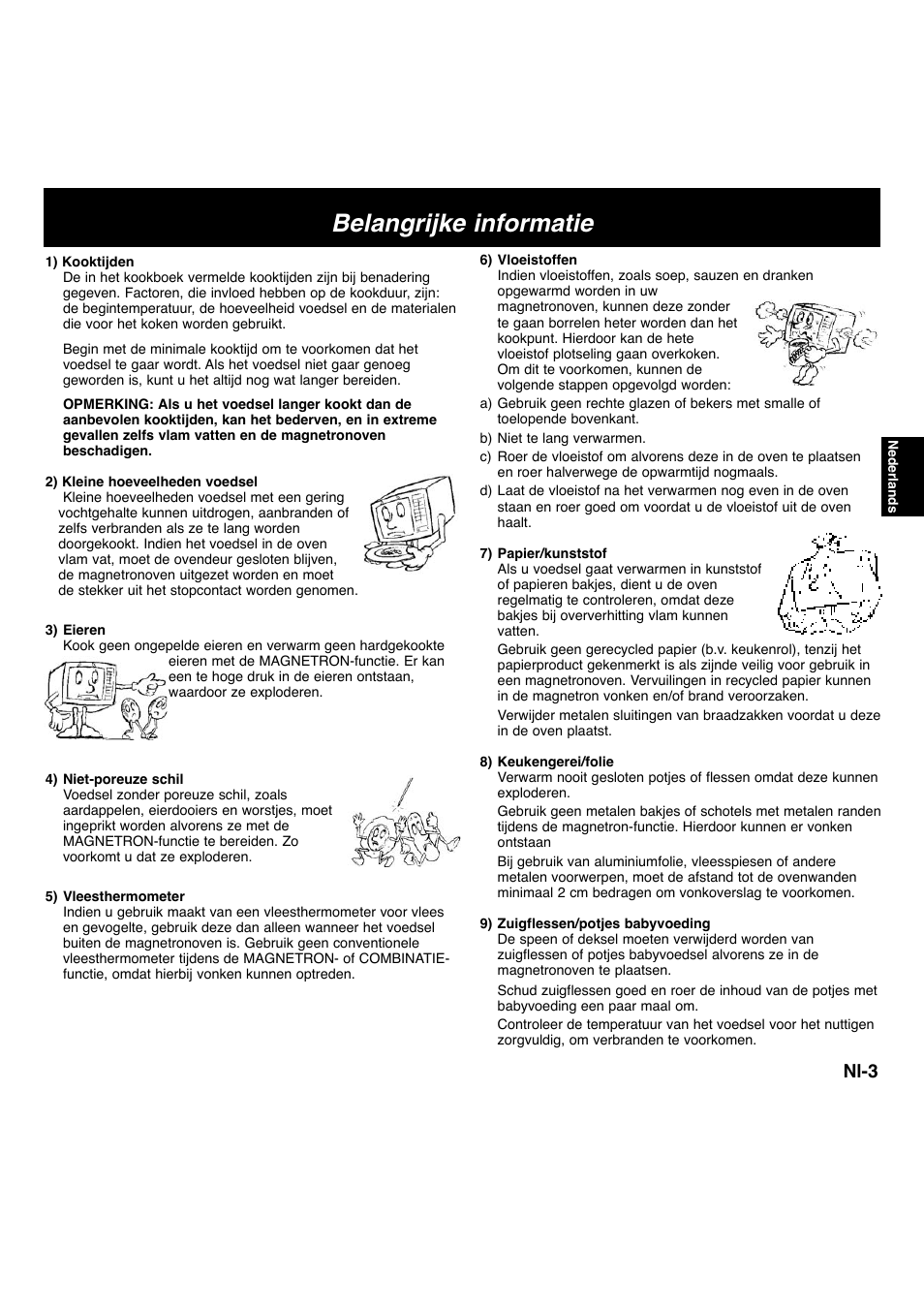 Belangrijke informatie, Nl-3 | Panasonic NNF663 User Manual | Page 44 / 175