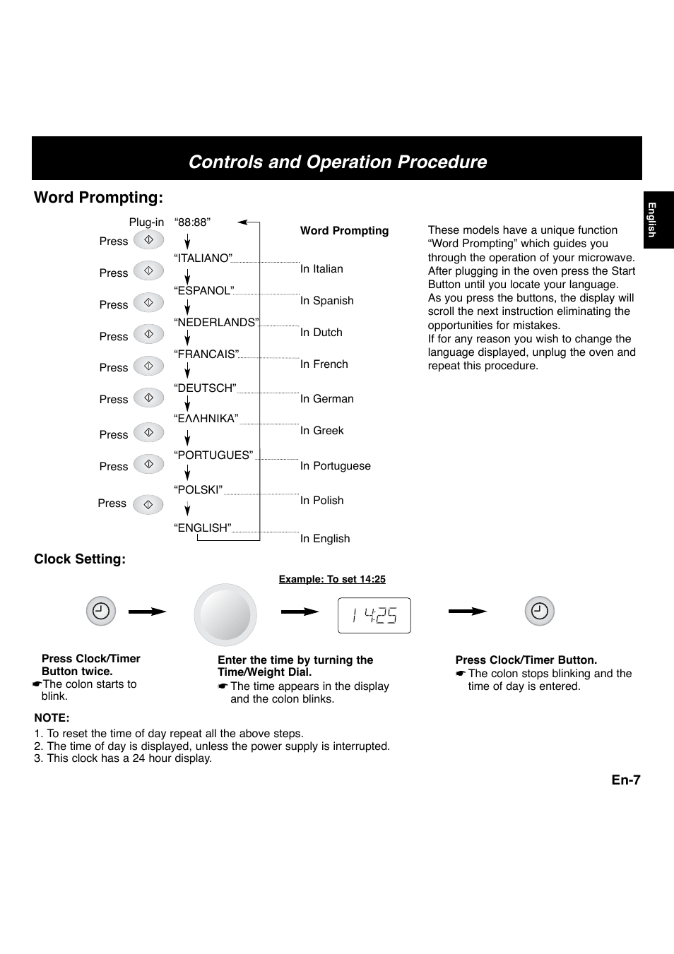 Controls and operation procedure, Word prompting | Panasonic NNF663 User Manual | Page 9 / 175