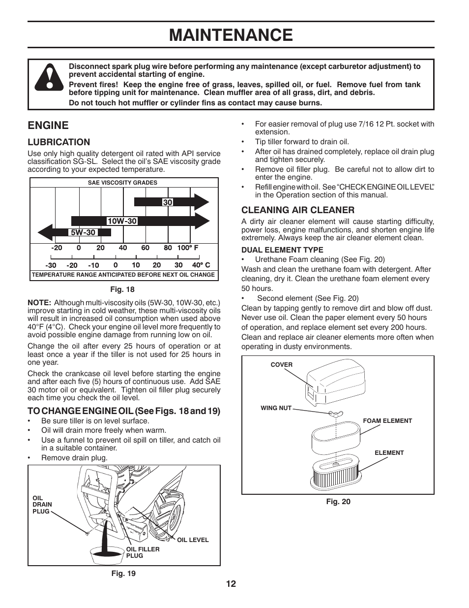 Maintenance, Engine | Ariens 90102800 User Manual | Page 12 / 34