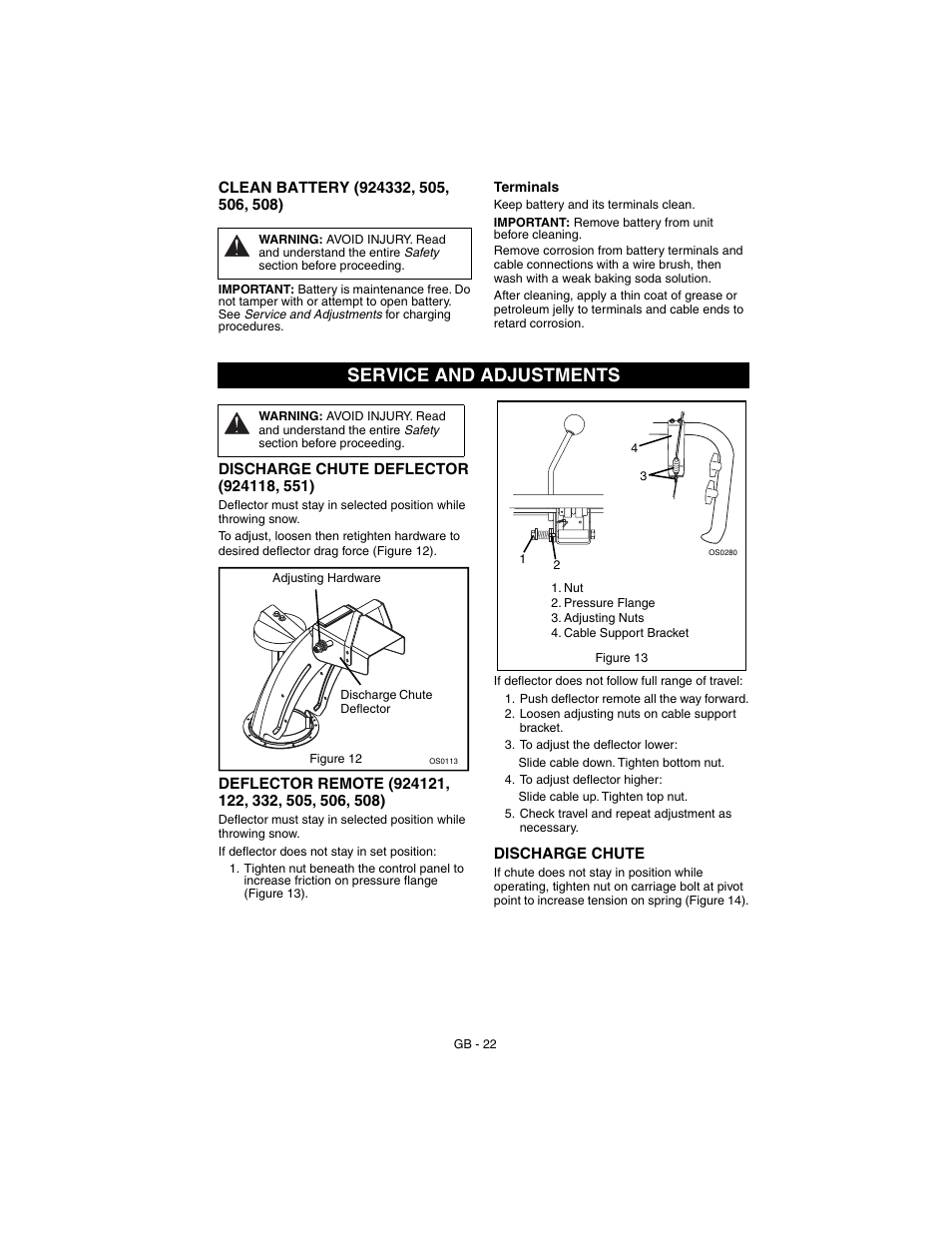 Service and adjustments | Ariens 924551 - 8524 User Manual | Page 22 / 32