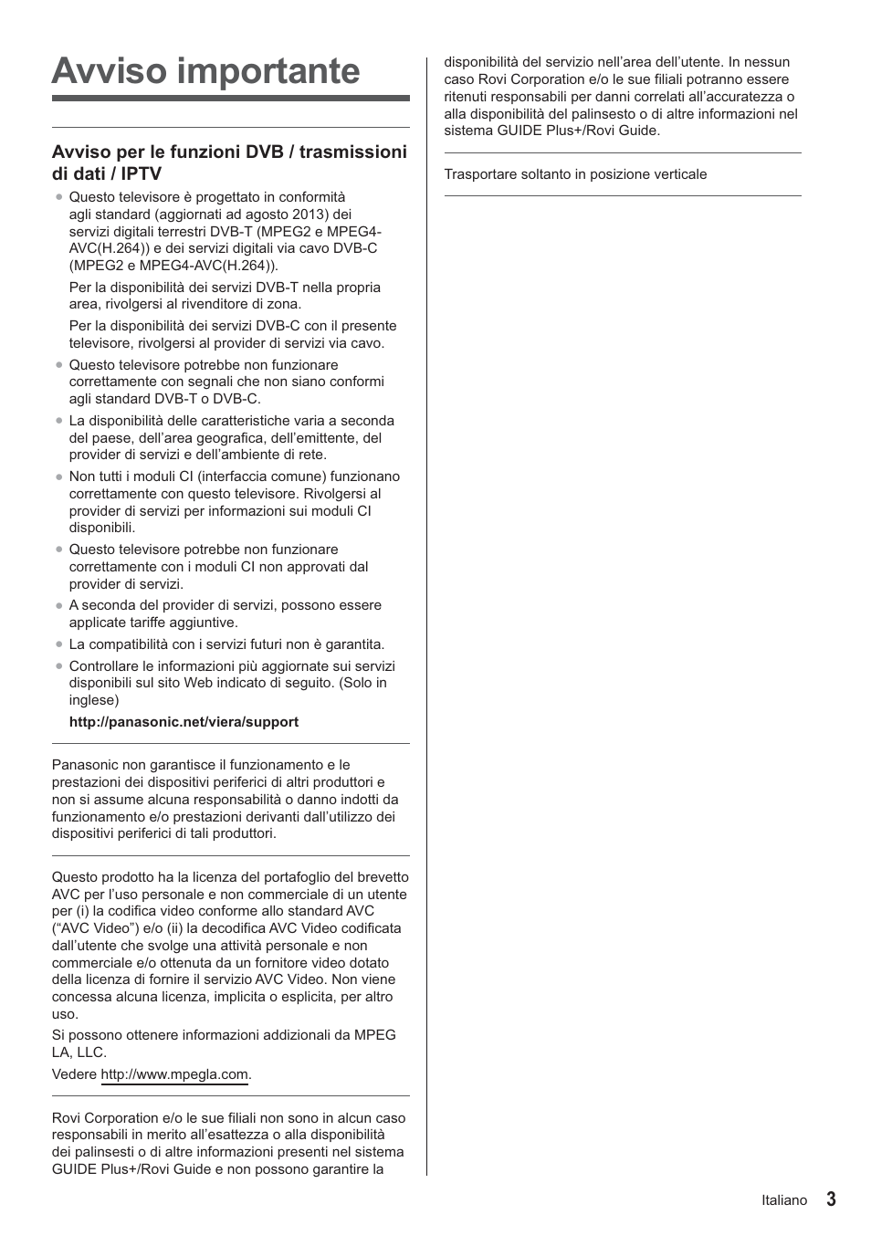Avviso importante | Panasonic TX24AS500E User Manual | Page 43 / 80