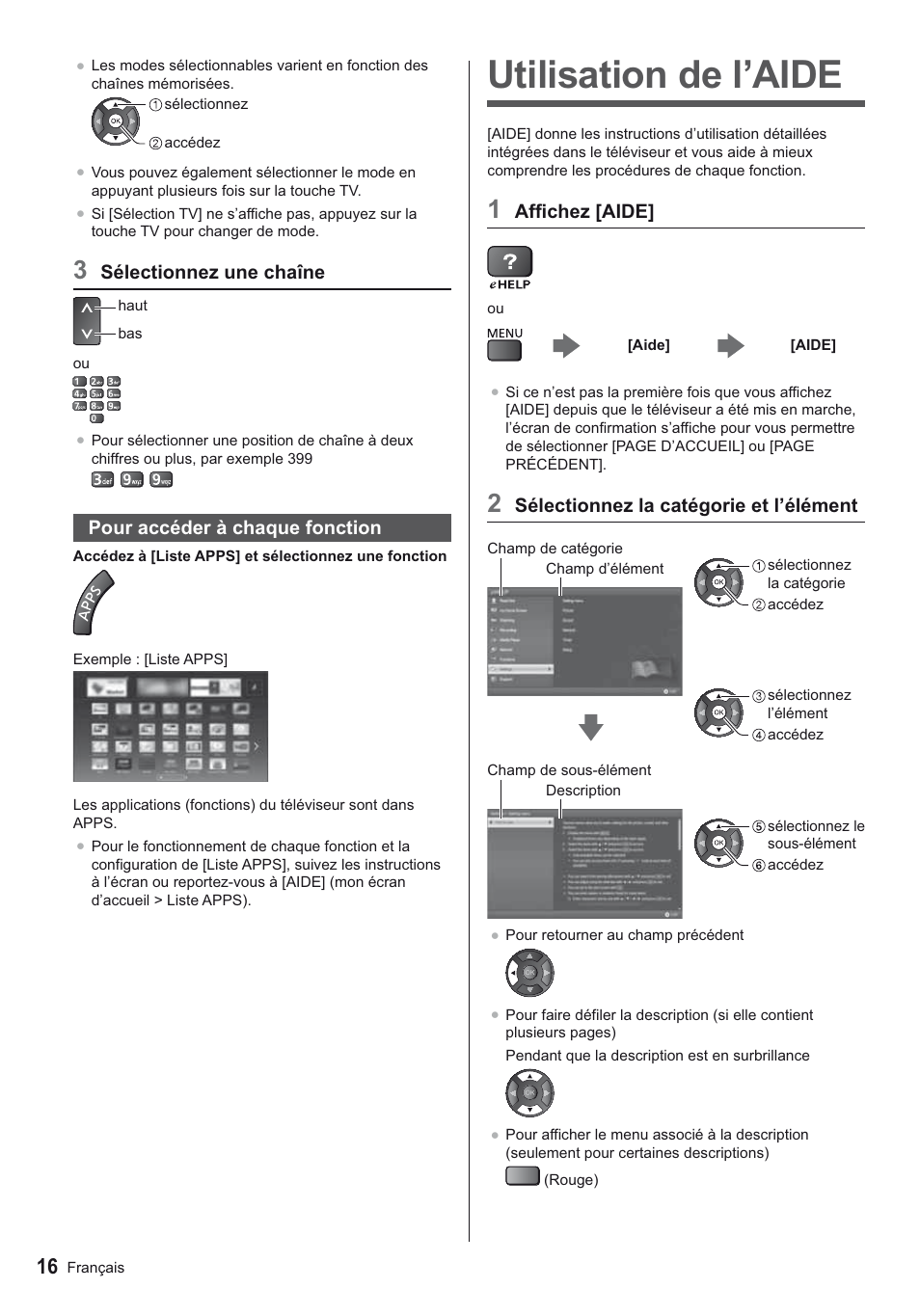 Utilisation de l’aide | Panasonic TX24AS500E User Manual | Page 76 / 80