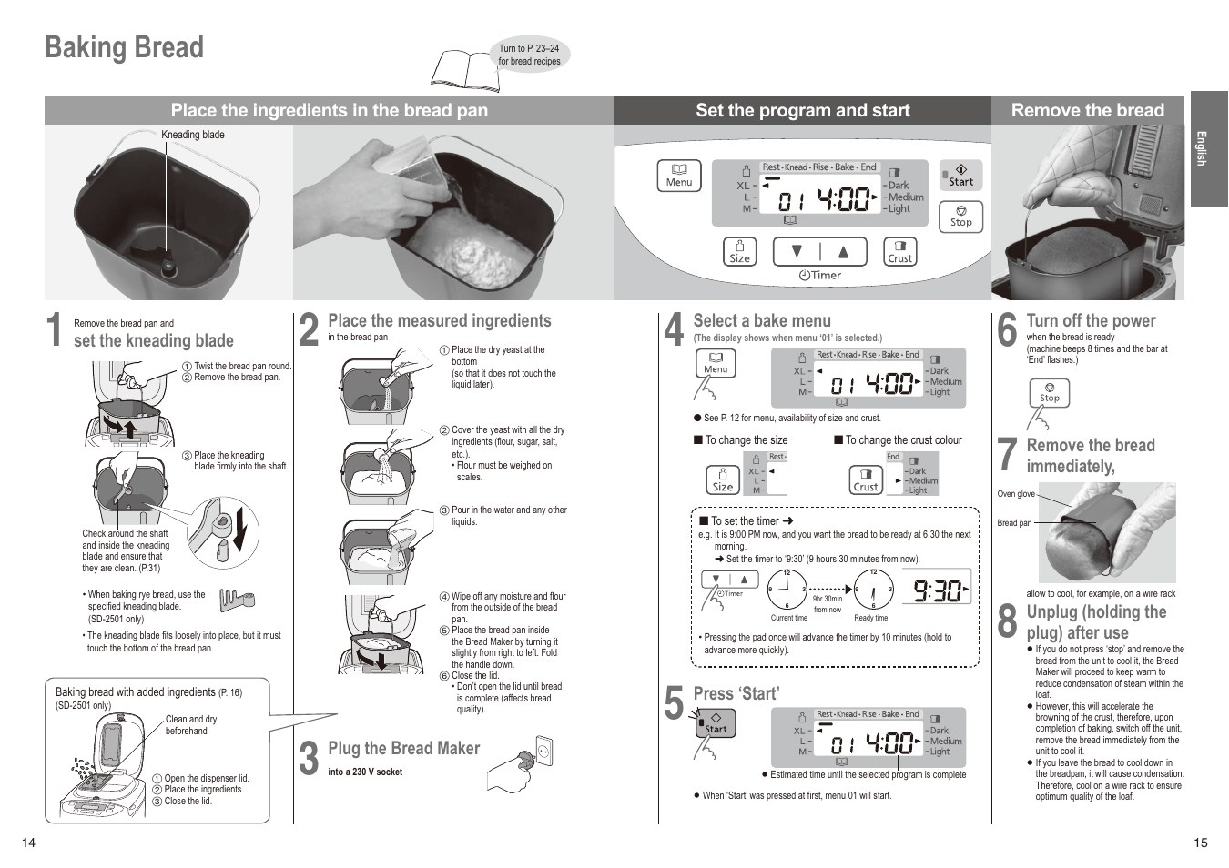 Baking bread | Panasonic SD2501WXC User Manual | Page 8 / 100