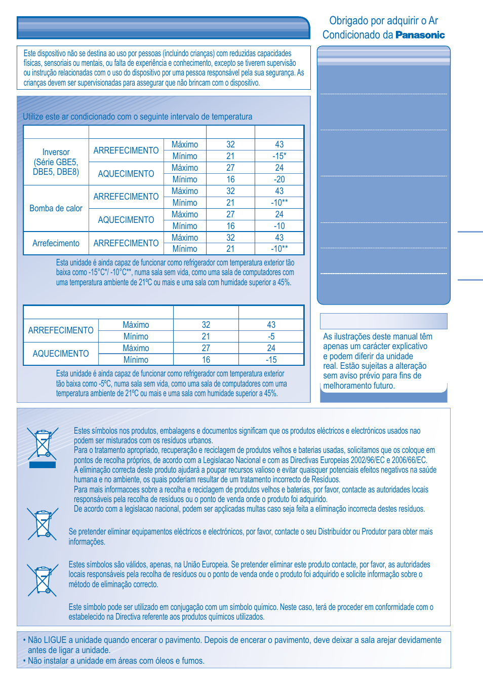 Informações regulamentares, Obrigado por adquirir o ar condicionado da | Panasonic CUL43DBE8 User Manual | Page 43 / 64