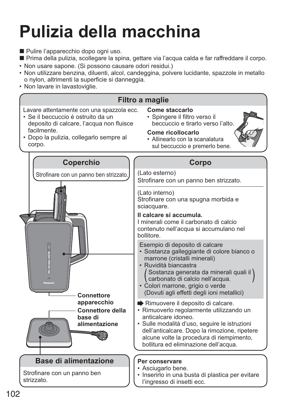 Pulizia della macchina | Panasonic NCZK1VXE User Manual | Page 102 / 128