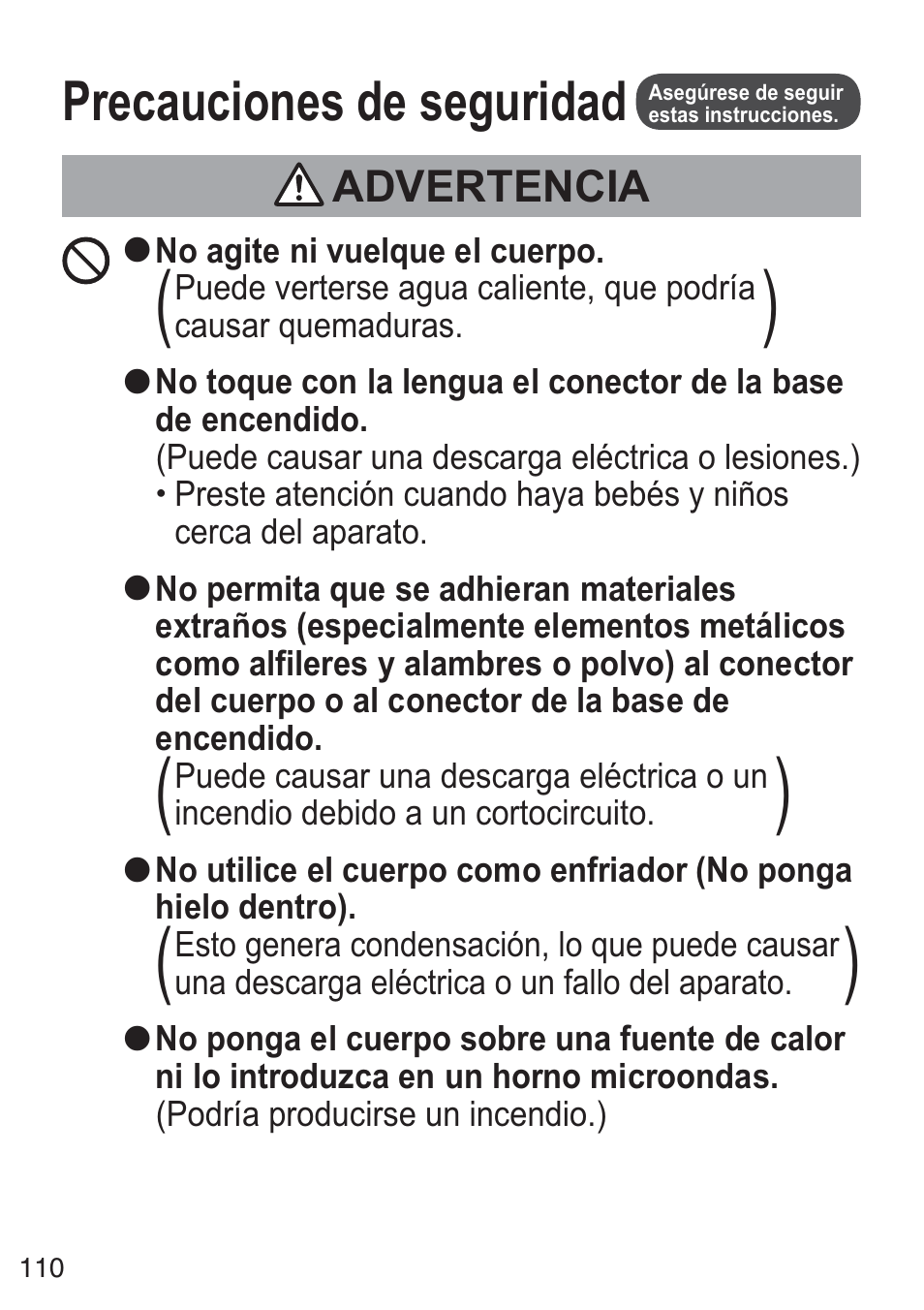 Precauciones de seguridad | Panasonic NCZK1VXE User Manual | Page 110 / 128
