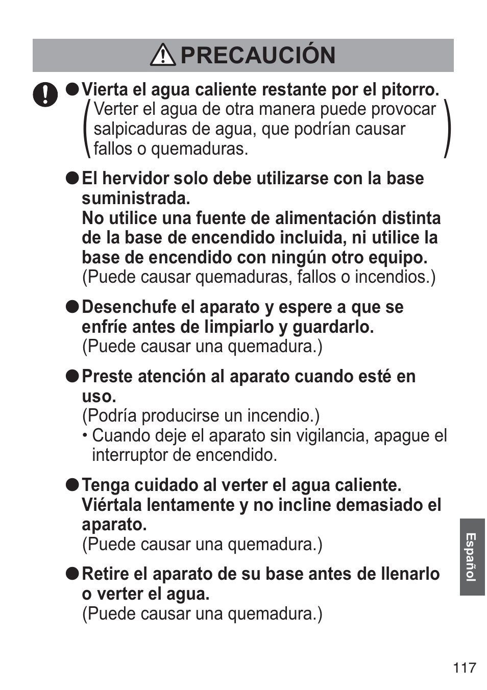 Precaución | Panasonic NCZK1VXE User Manual | Page 117 / 128