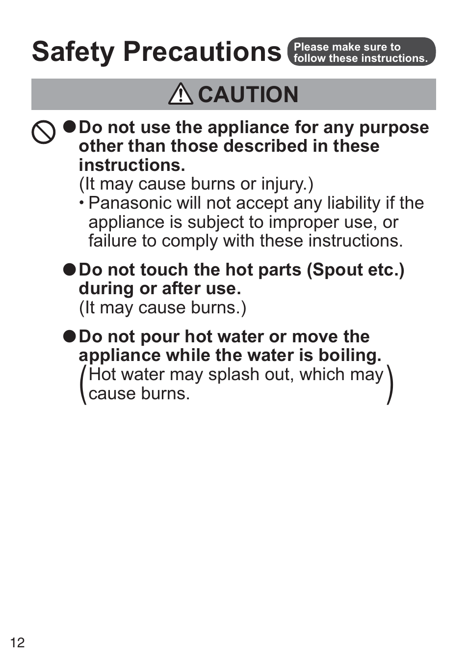 Safety precautions, Caution | Panasonic NCZK1VXE User Manual | Page 12 / 128