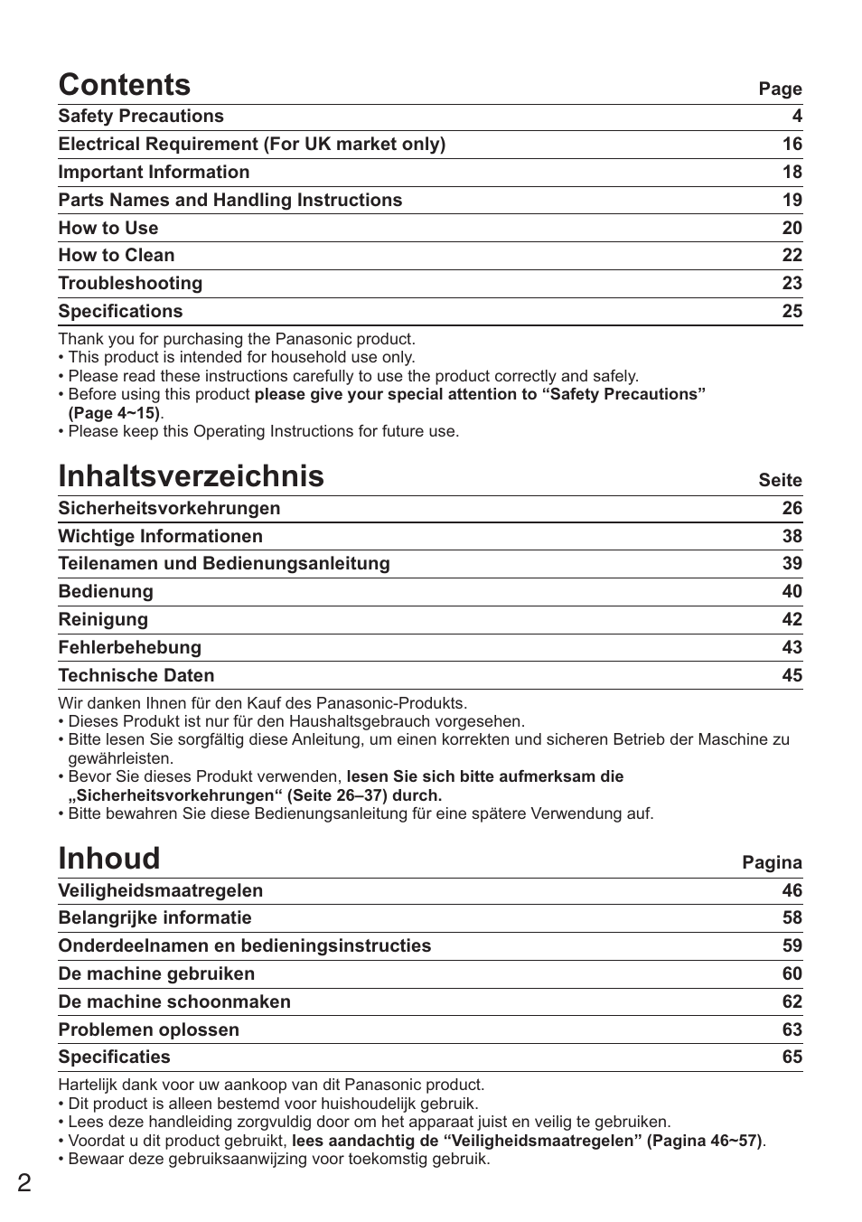 Panasonic NCZK1VXE User Manual | Page 2 / 128