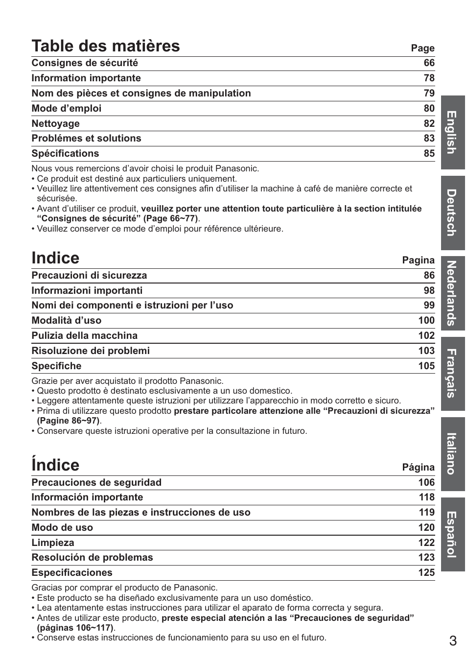 Panasonic NCZK1VXE User Manual | Page 3 / 128