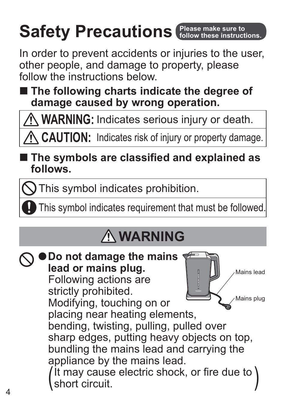 Safety precautions, Warning, Caution | Panasonic NCZK1VXE User Manual | Page 4 / 128