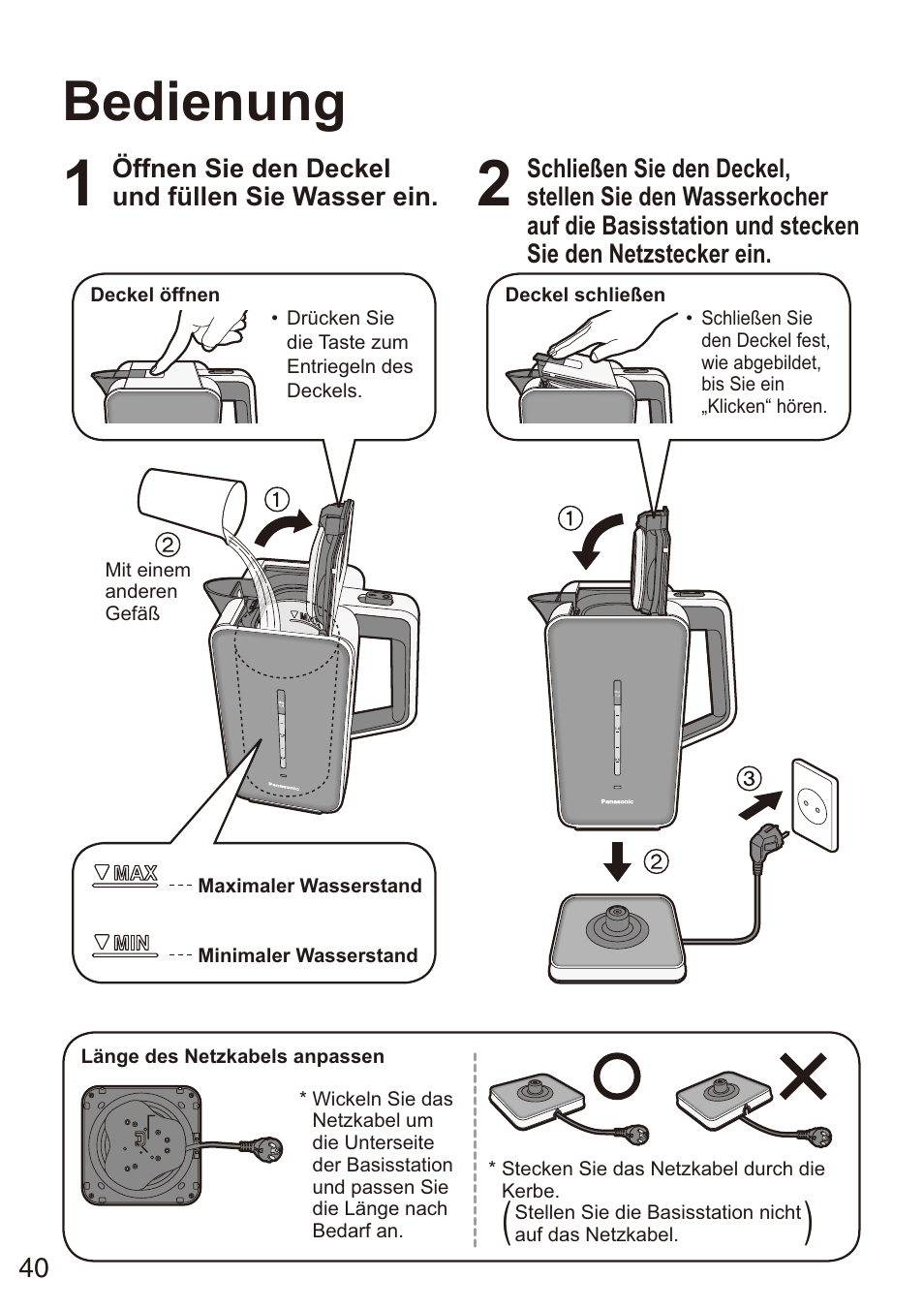 Bedienung | Panasonic NCZK1VXE User Manual | Page 40 / 128