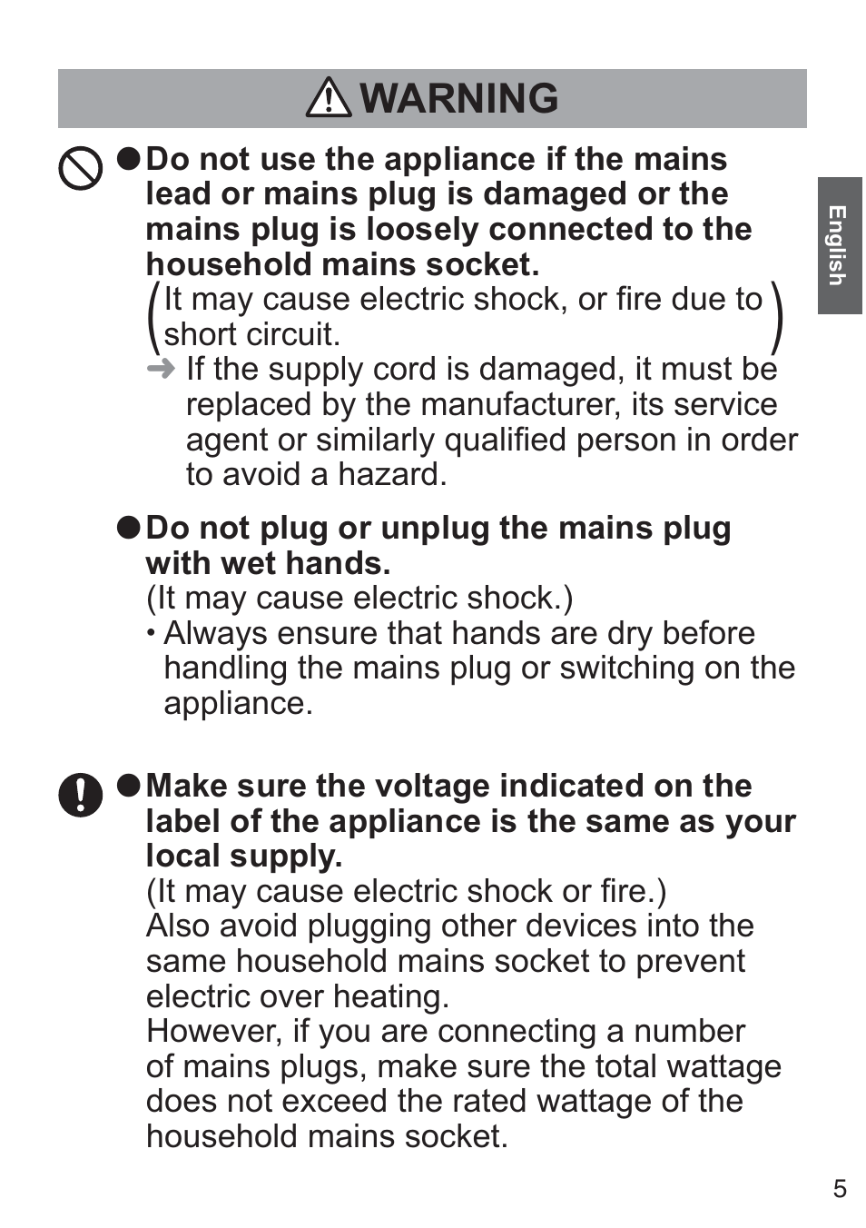 Warning | Panasonic NCZK1VXE User Manual | Page 5 / 128