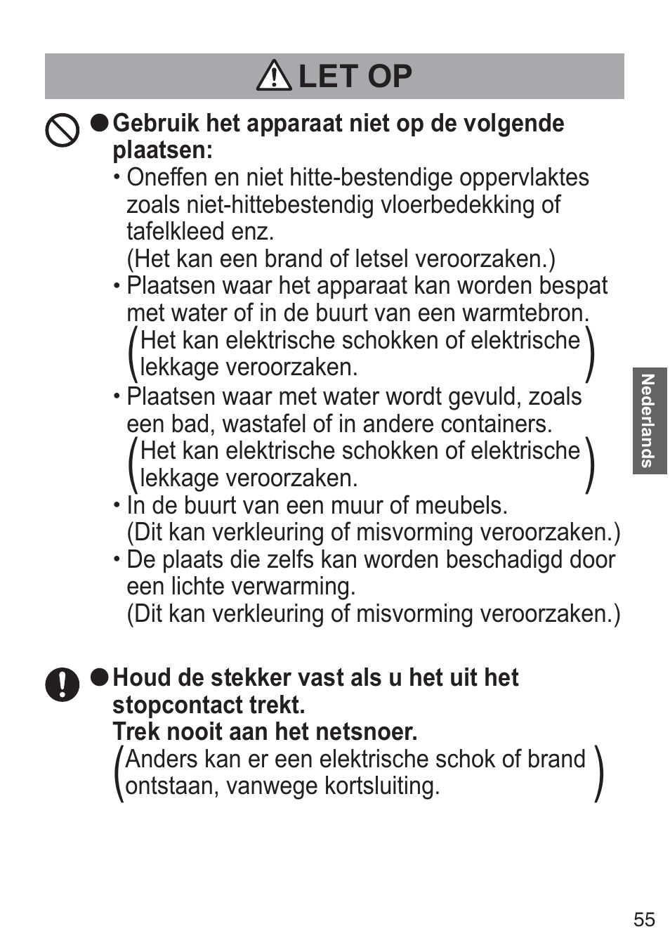Let op | Panasonic NCZK1VXE User Manual | Page 55 / 128