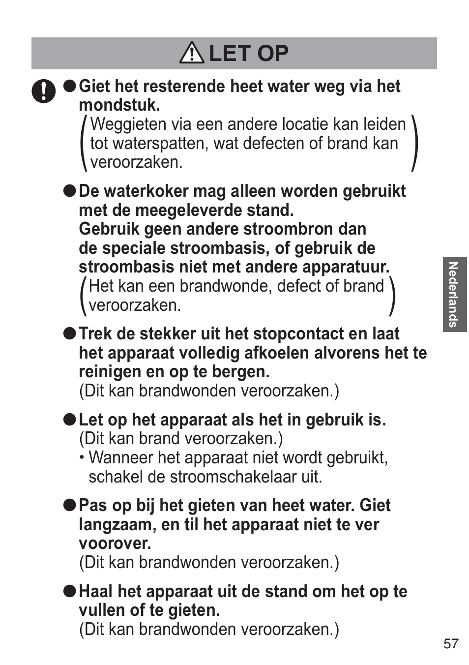 Let op | Panasonic NCZK1VXE User Manual | Page 57 / 128
