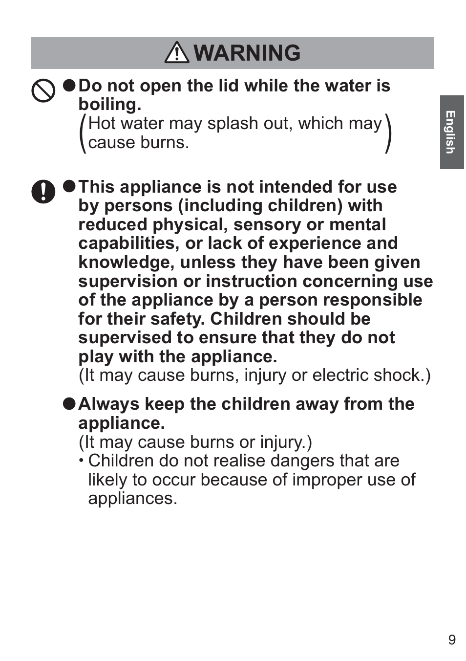 Warning | Panasonic NCZK1VXE User Manual | Page 9 / 128