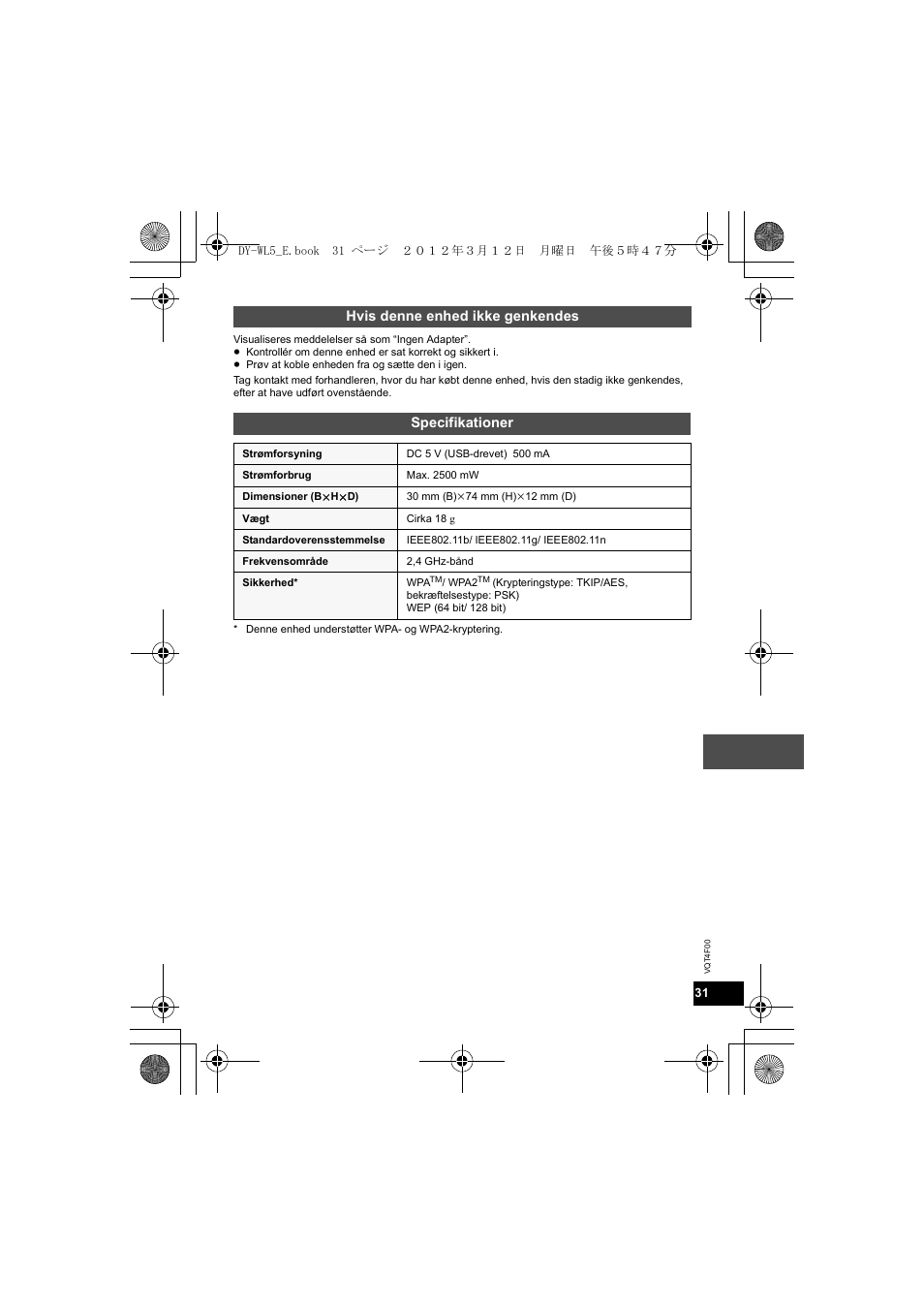 Panasonic DYWL5E User Manual | Page 31 / 44