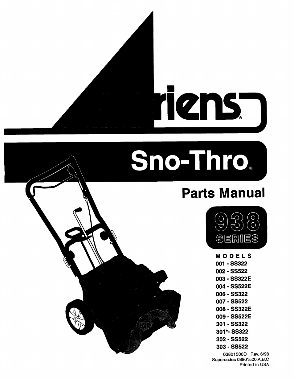 Ariens SNO-THRO 009-SS522E User Manual | 14 pages