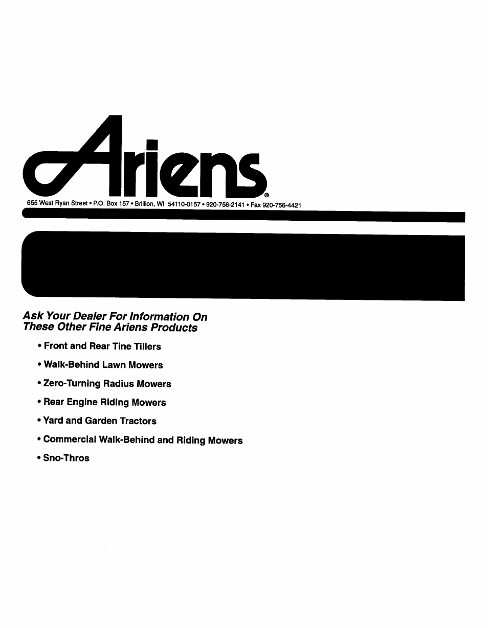 C^rtens | Ariens SNO-THRO 009-SS522E User Manual | Page 14 / 14